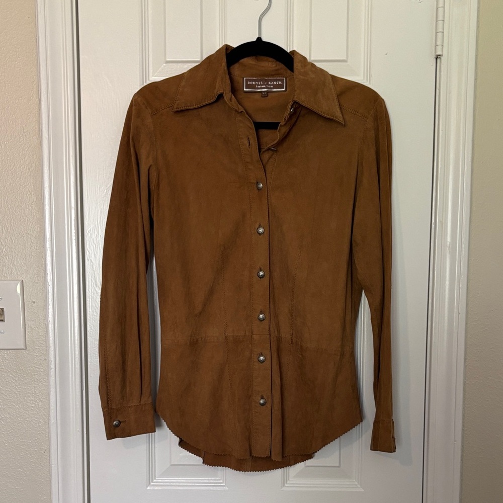 Double D Ranch 100% Suede Leather Button Up Shirt (XS)